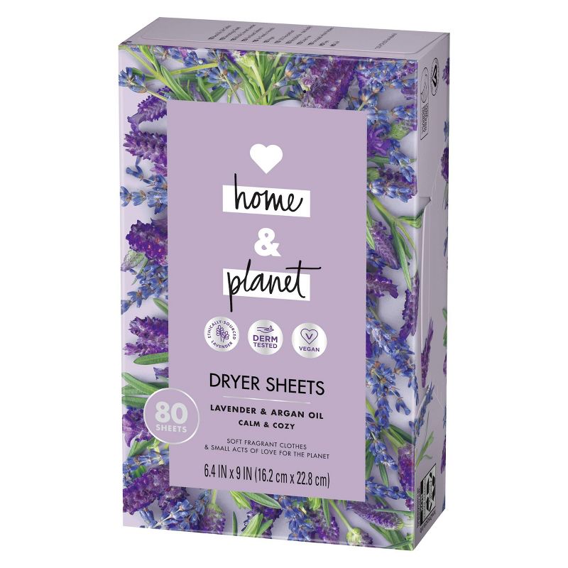 Love Home & Planet Lavender & Argan Oil Dryer Sheets - 80ct
