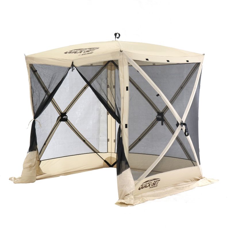 Costway Outdoor 2-Tier 10'x10' Gazebo Canopy Shelter Awning Tent Patio Garden Screw-free structure Brown