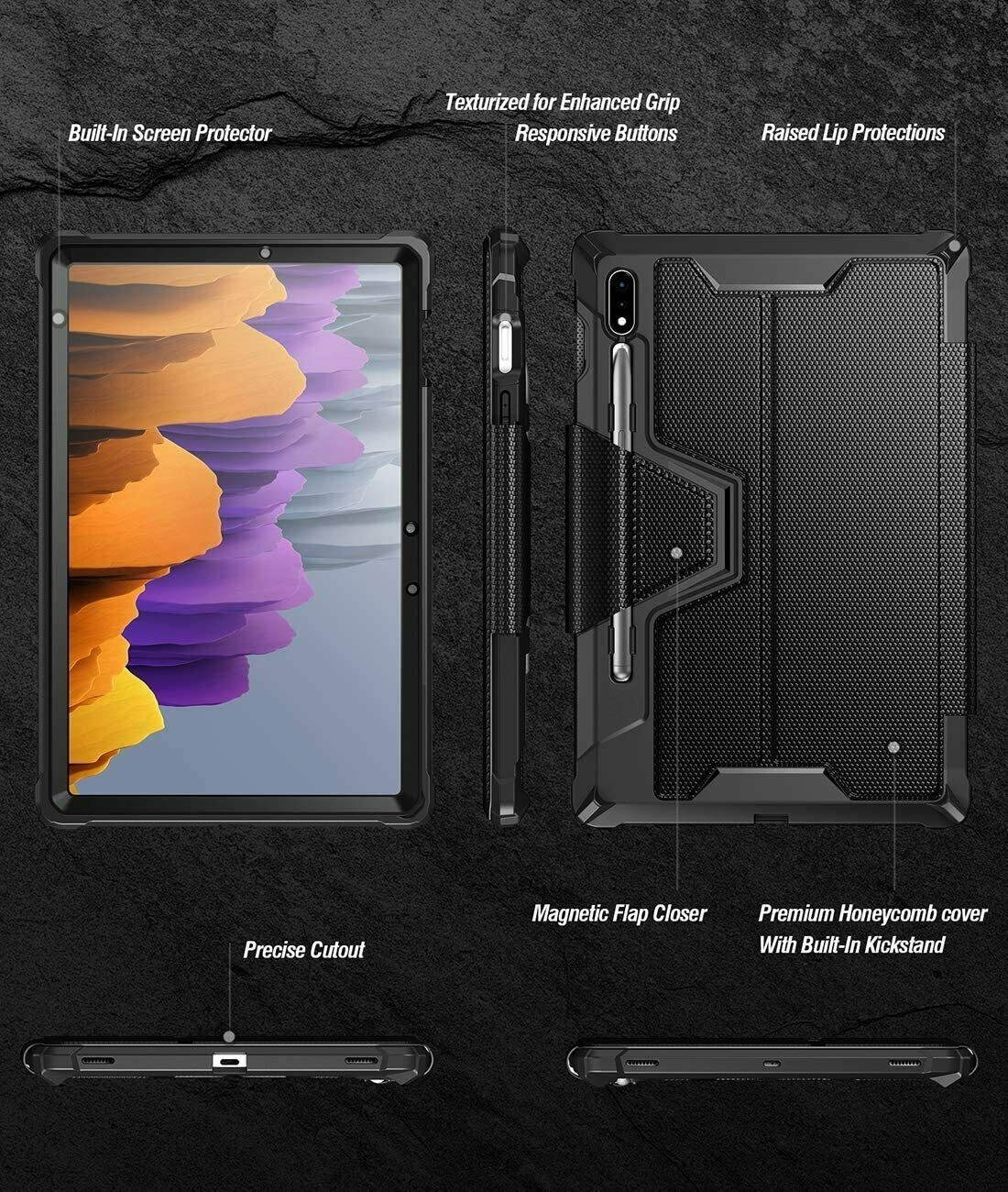 Poetic For Samsung Galaxy Tab S7 11" T870/ SM-T875 Tablet Case,Smart Cover Black