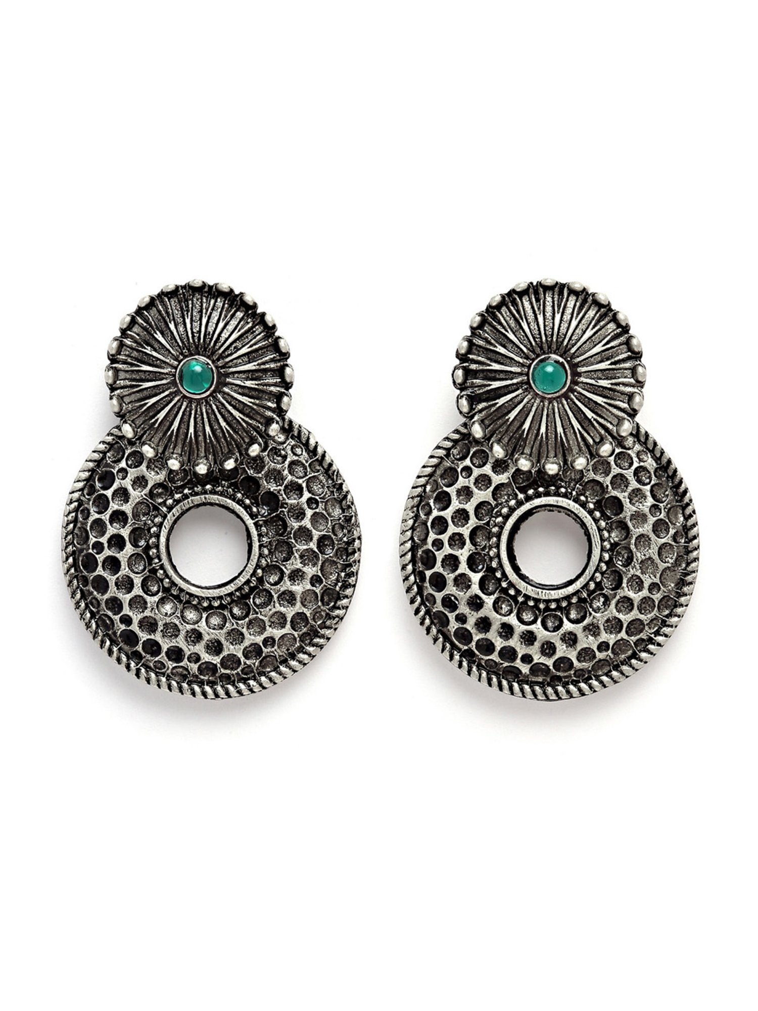 Karatcart Oxidized Silver Textured Stud Earrings for Women