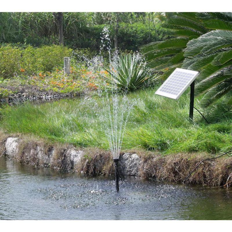 Sunnydaze Outdoor Solar Powered Water Pump and Panel Bird Bath Fountain Kit with 2 Spray Heads - 132 GPH - 56"