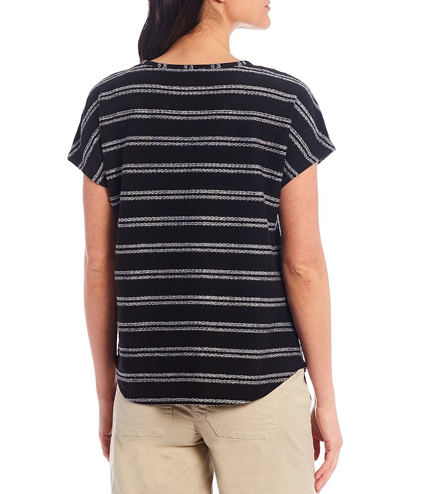 Westbound Short Sleeve Textured V-Neck Top