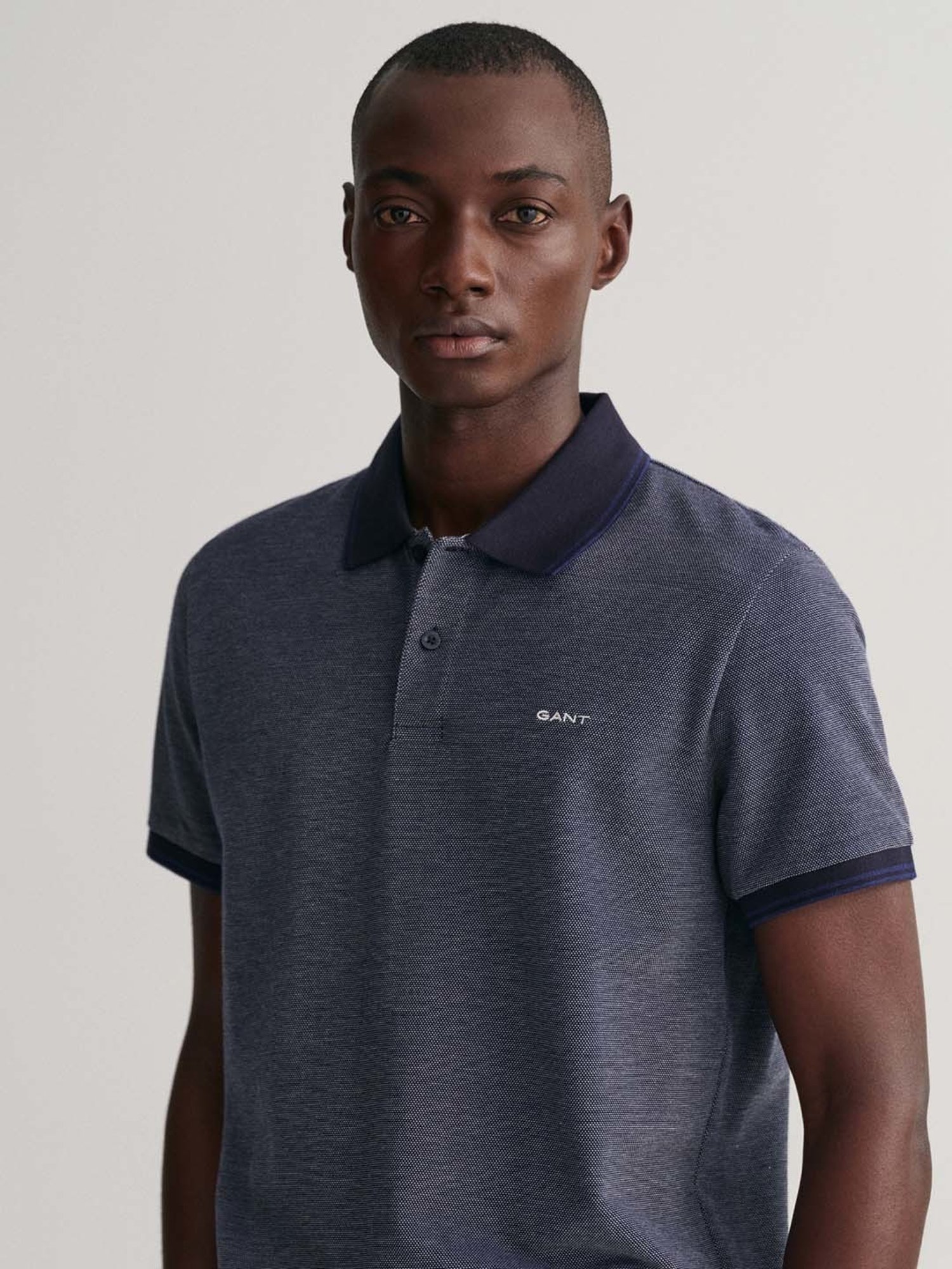 GANT Navy Regular Fit Cotton Polo T-Shirt
