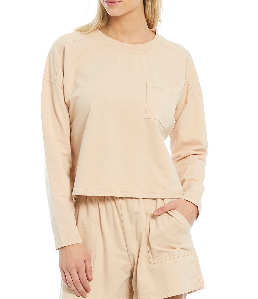 A Loves A Athleisure French Terry Knit Cropped Sweatshirt