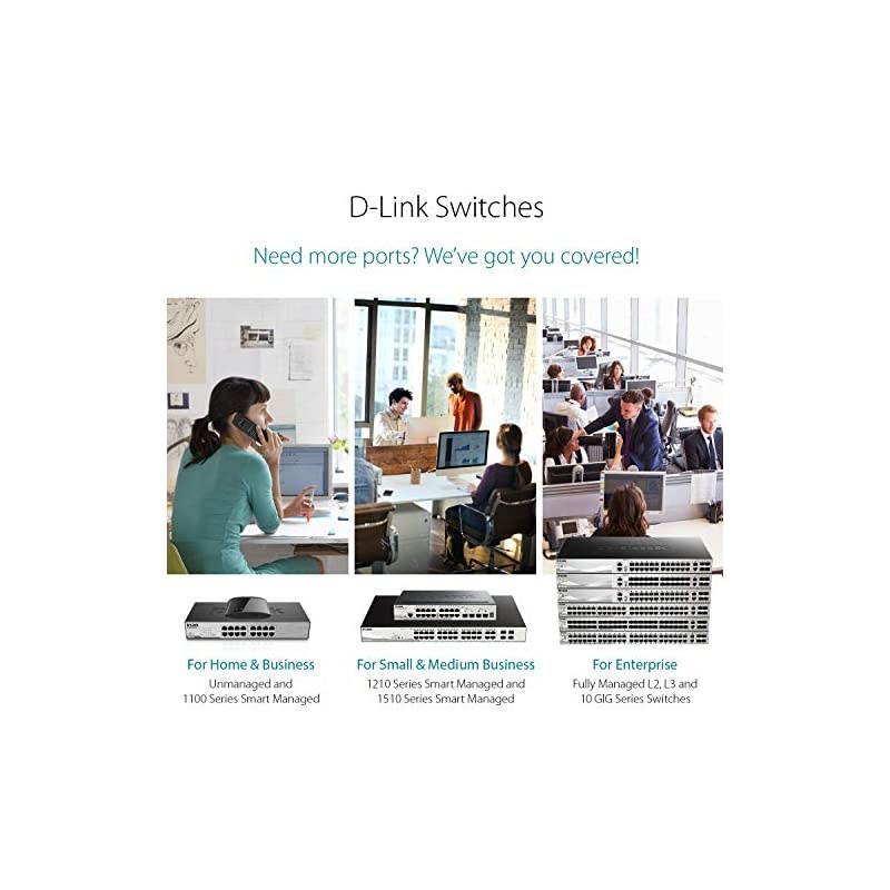 Ethernet Switch, 5-Port Gigabit Plug n Play Compact Design Fanless Desktop Switch (DGS-1005G),Black