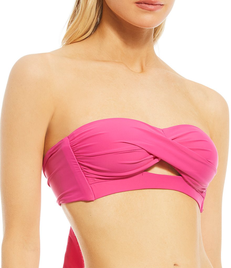 Antonio Melani Solid Keyhole Twist Bandeau Swim Top