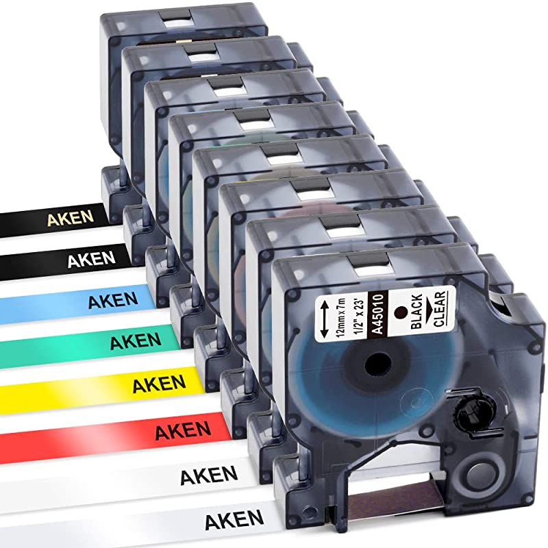 D1 Label Tape 12mm Refills for DYMO LabelManager 160 210D 260P 280 360D 420P 450D PnP 500TS Label Maker Black on RedYellowBlueGreen WhiteGold on Black 12 Inch x 23 Feet