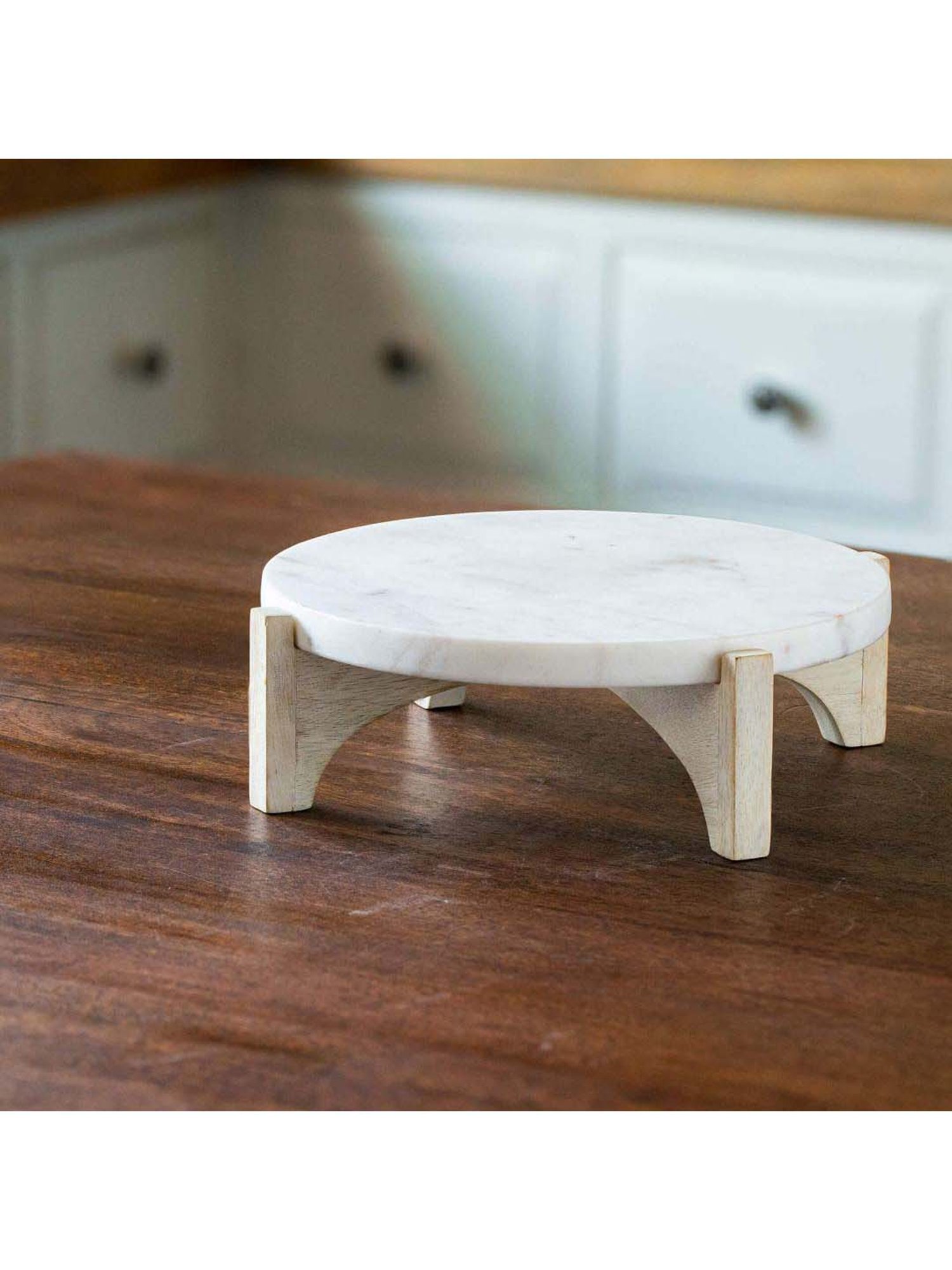 ellementry White Marble Cake Stand - Set of 1