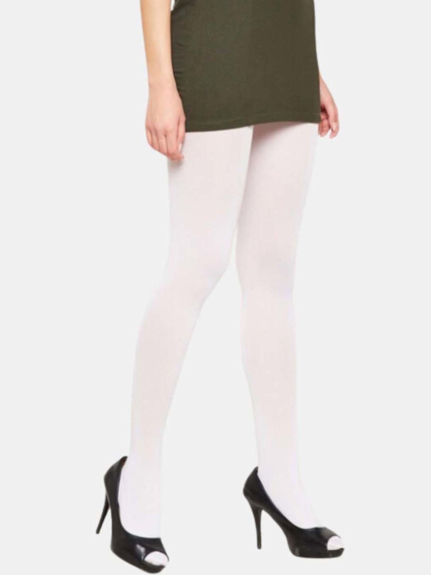 Secrets By ZeroKaata White & Black Plain Pantyhose Stockings - Pack Of 2