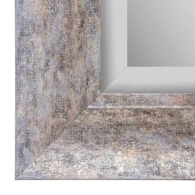 16"x20" Distressed Scoop Framed Beveled Wall Accent Mirror Silver - Gallery Solutions