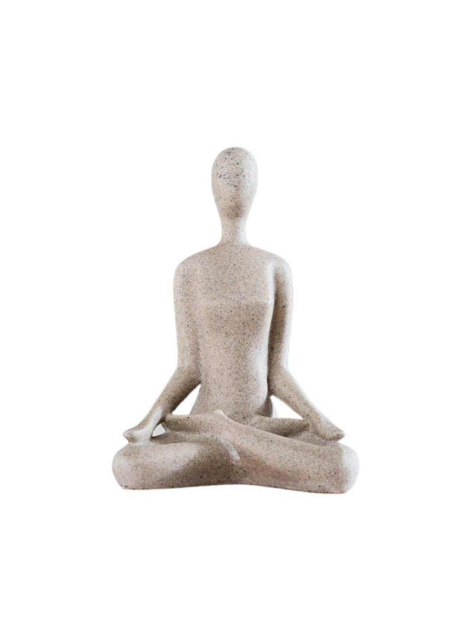 Nestasia Artisanal Stunning Cream Resin Made Showpiece Sitting In Lotus Position Meditation Pose