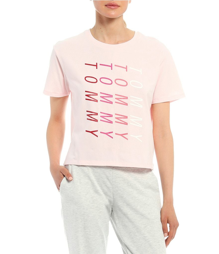 Tommy Hilfiger Sport Cropped Oversized Short Sleeve Vertical Logo Tee