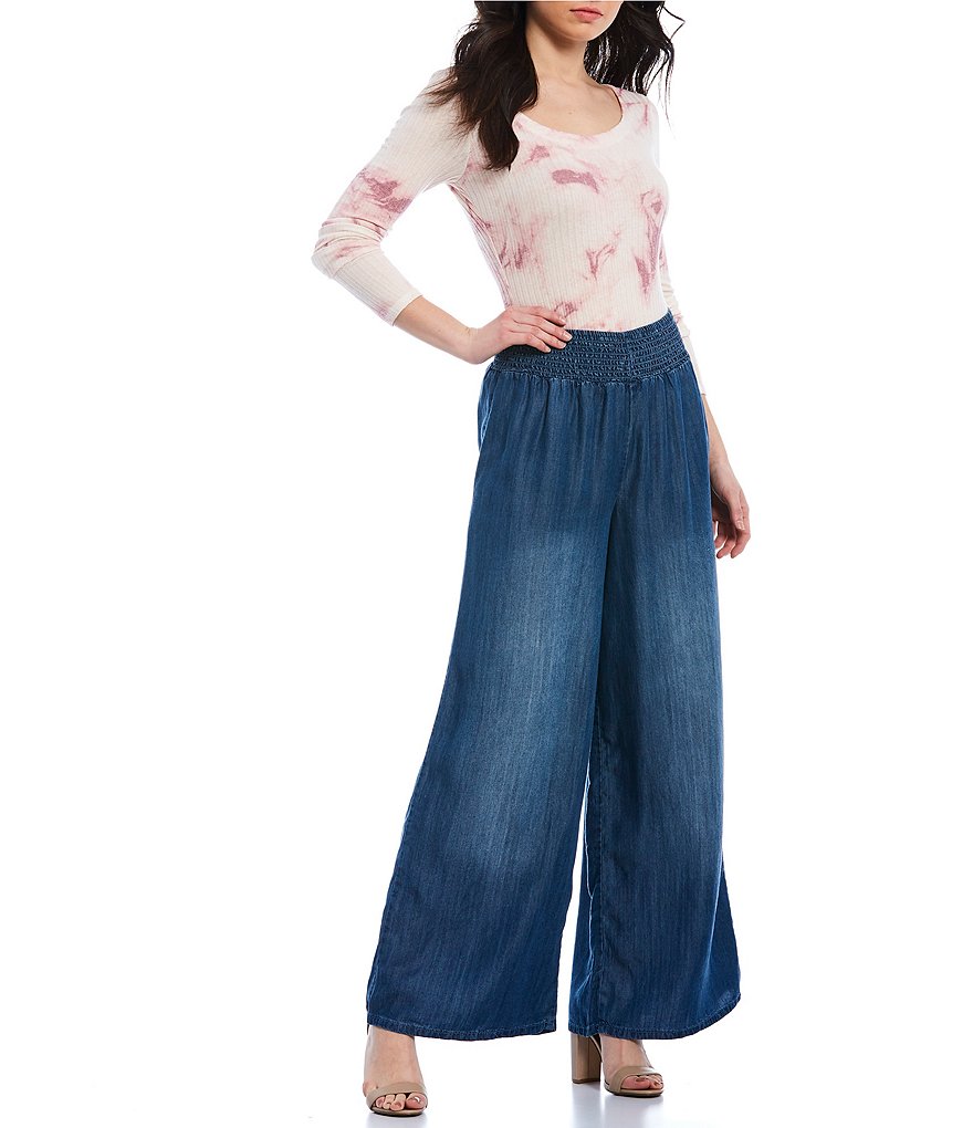 Coco + Jaimeson Denim Smocked Palazzo Pants