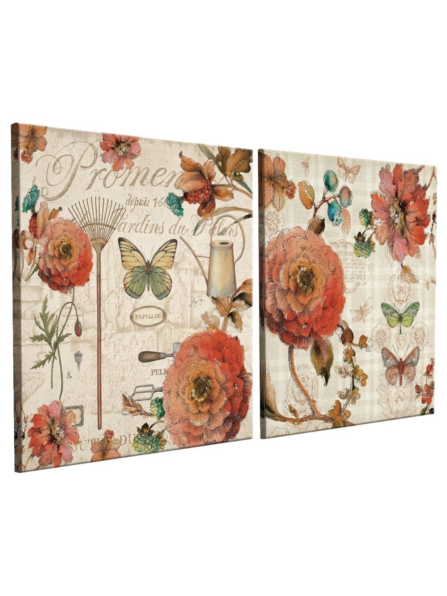 Art Street Printed Red Cotton Canvas Wall Art - Set Of 2