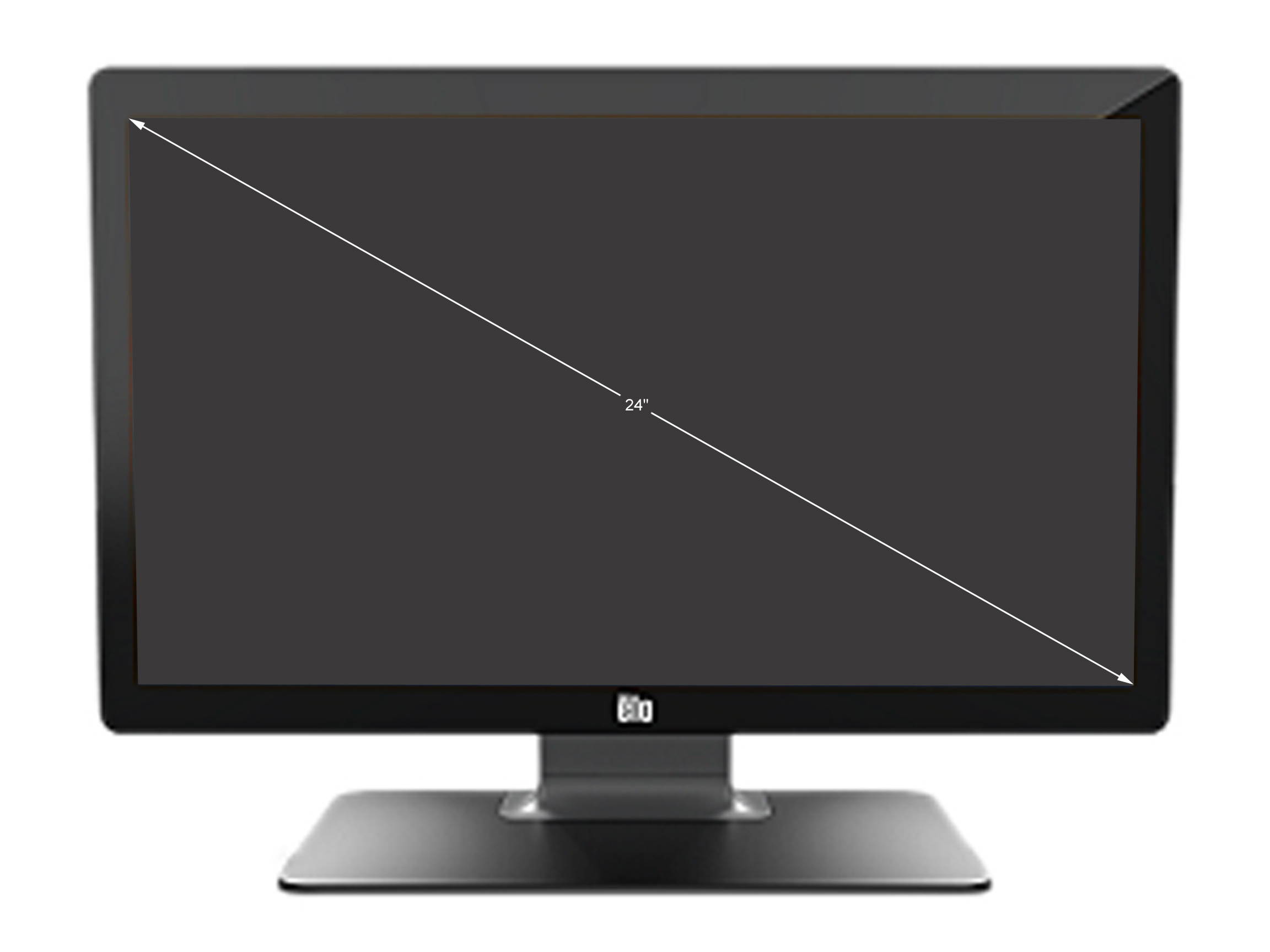 ELO 2403LM 24INCH WIDE LCD MEDICAL GRADE TOUCH MONITOR FULL HD PROJECTED CAPACITIVE 10TOUCH DICOM 14 USB AND SERIAL TOUCH INTERFACE ANTIGLARE ZEROBEZEL VGA AND HDMI VIDEO INTERFACE BLACK