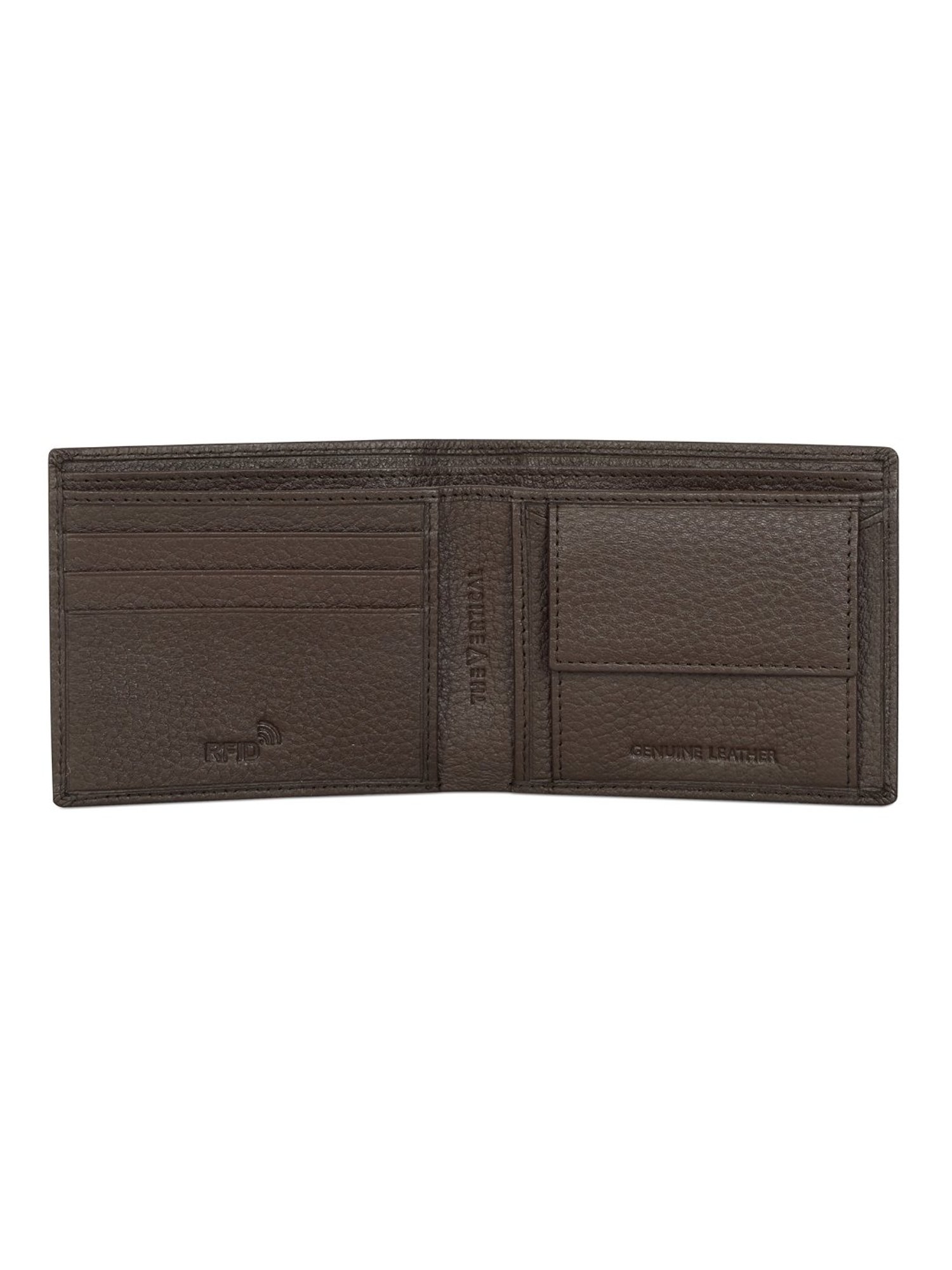 The Vertical Brown Casual Leather Bi-Fold Wallet for Men