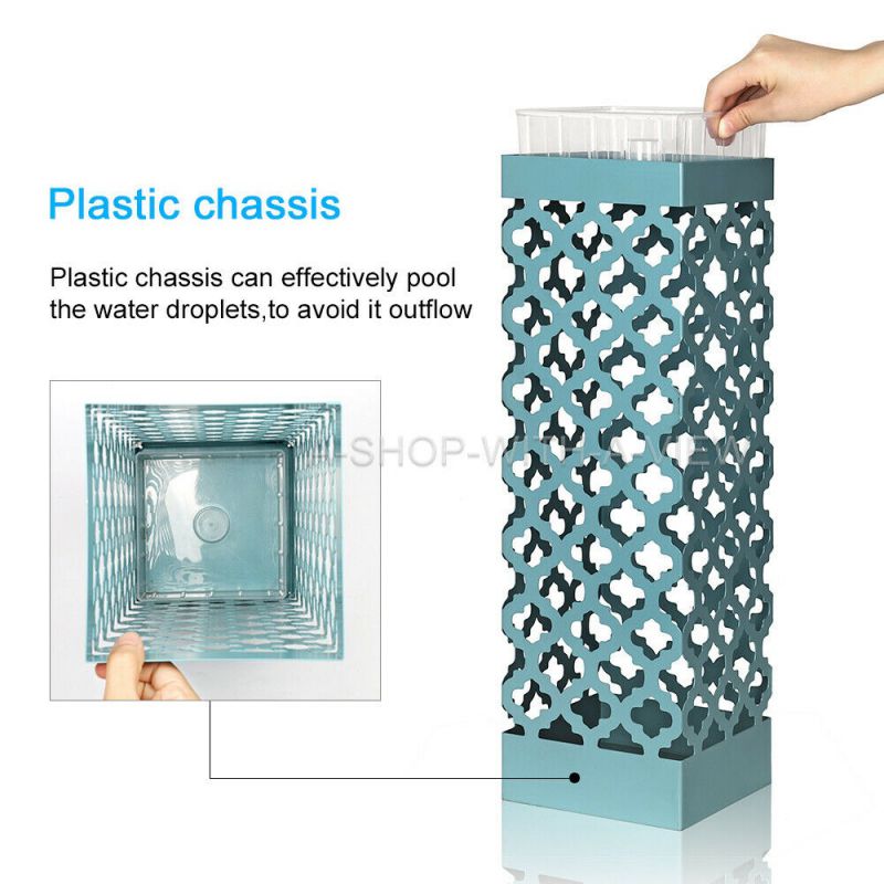 Metal Umbrella Stand Rack Holder for Canes Walking Sticks Tray Hook Rack