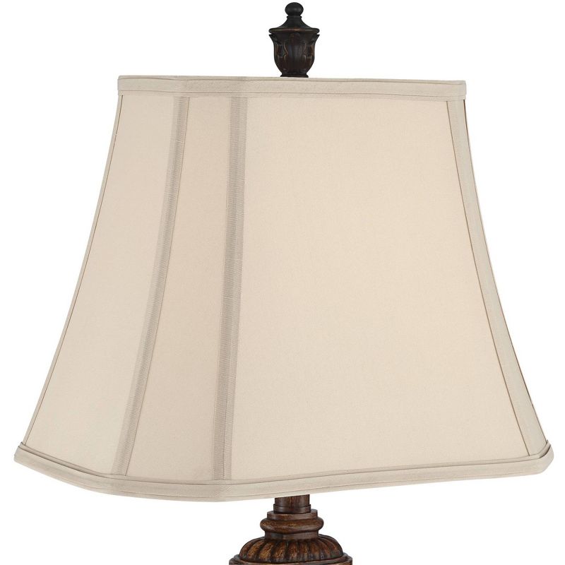 Barnes and Ivy Traditional Table Lamps Set of 2 Leafwork Bronze Vase Light Tan Cut Corner Rectangular Shade Living Room Bedroom