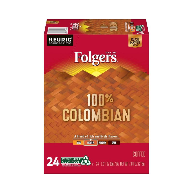 Folgers Colombian Dark Roast Coffee - Keurig  K-Cup Pods - 24ct