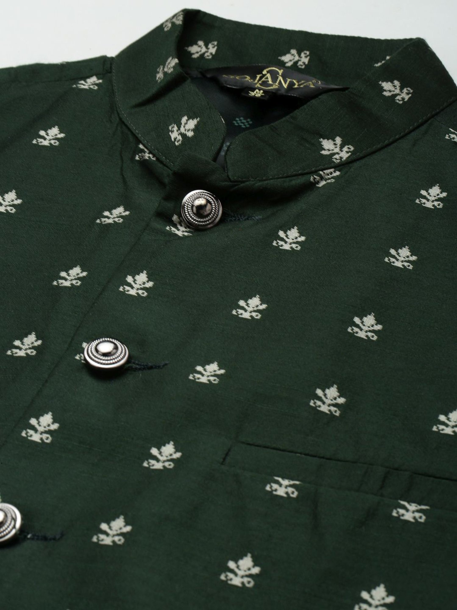 Sojanya Purple & Green Regular Fit Printed Kurta Set With Jacket