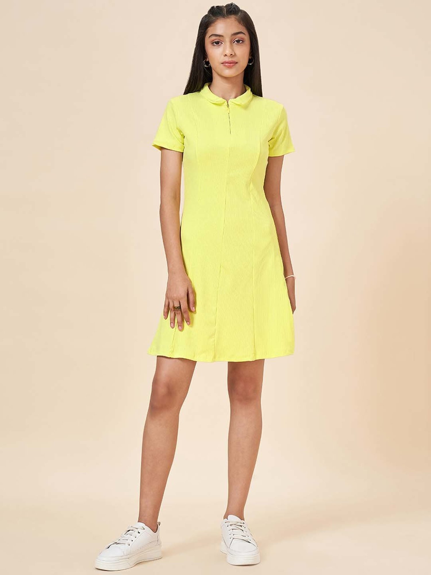 Coolsters by Pantaloons Kids Lime Green Cotton Regular Fit Dress