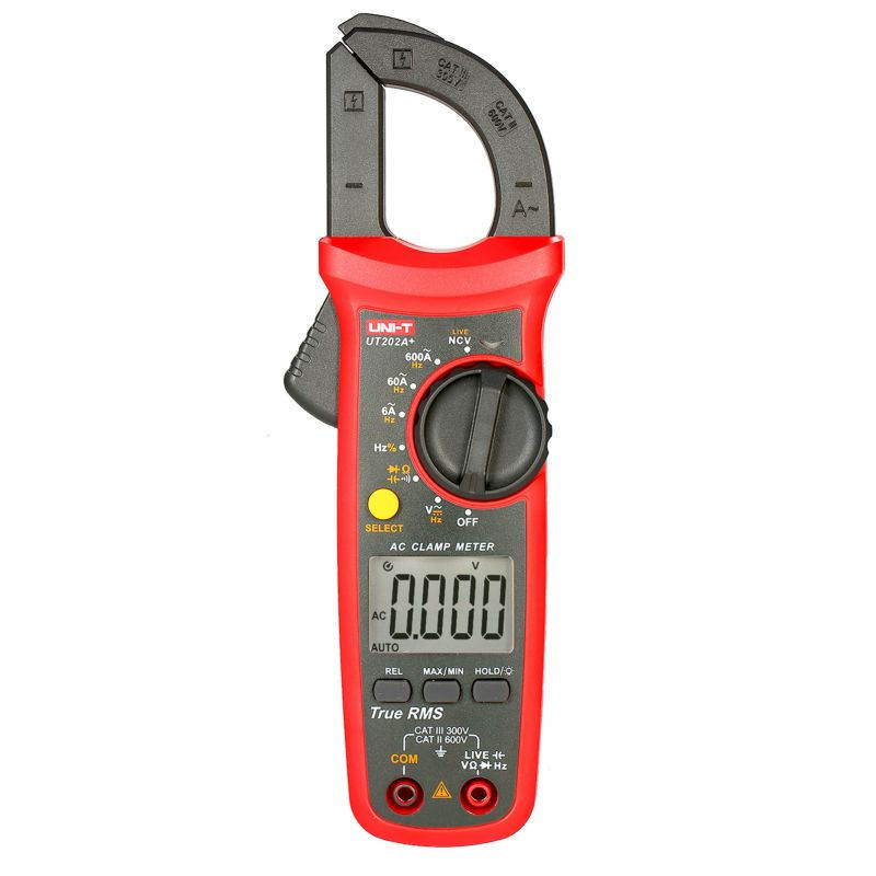 UNI-T UT202A+ 6000 Counts Digital Clamp Meter True RMS Multimeter Clamp Ammeter Voltage Meter NCV Test Universal Meter Tester AC Current Clamp Tester Measuring Relative Value Capacitance Frequency