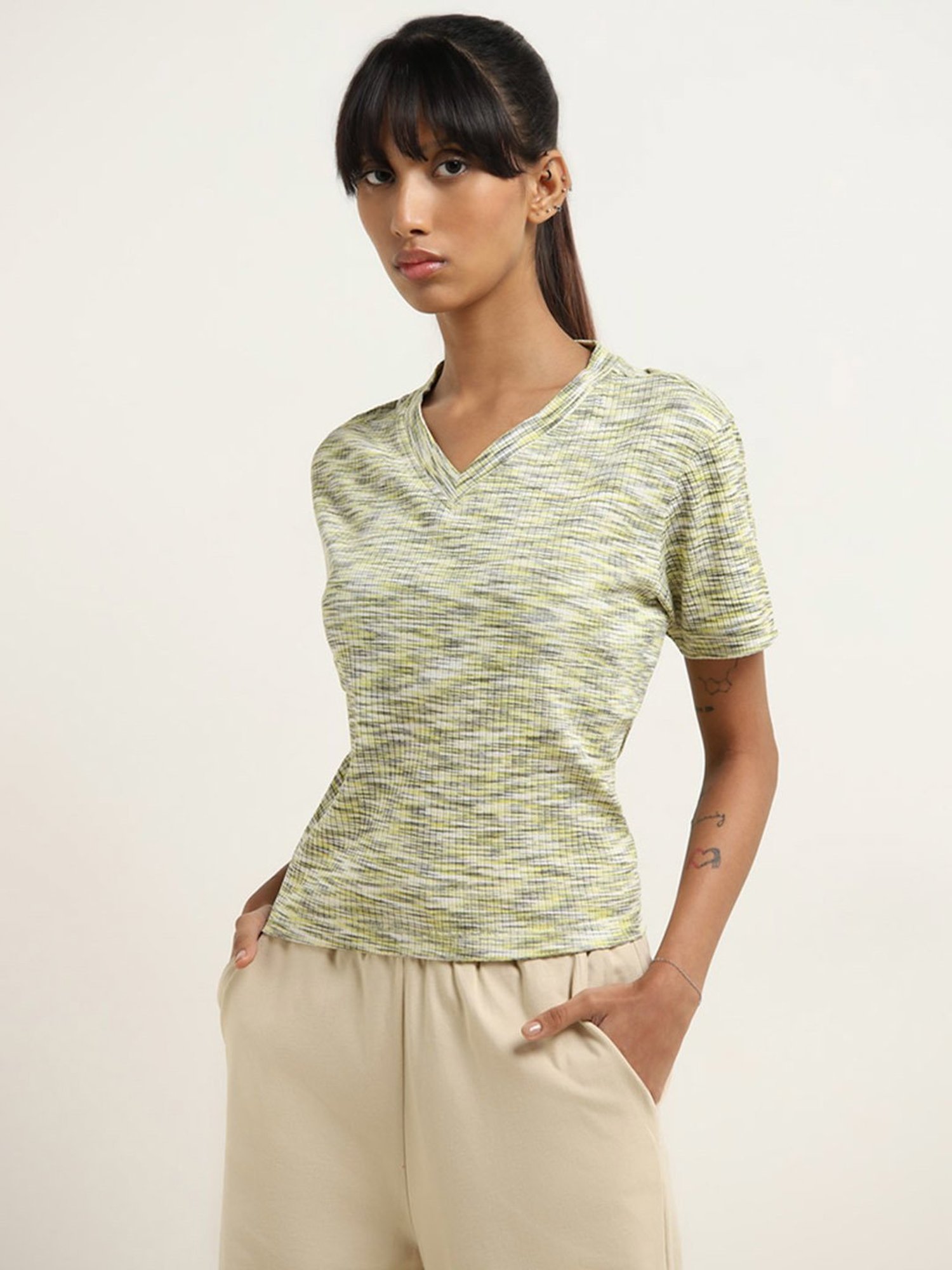 Studiofit by Westside Multicolor Abstract Printed T-Shirt