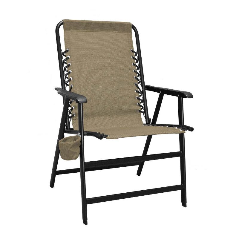 Caravan Canopy Infinity Suspension Folding Chair with Cupholder, Beige (2 Pack)