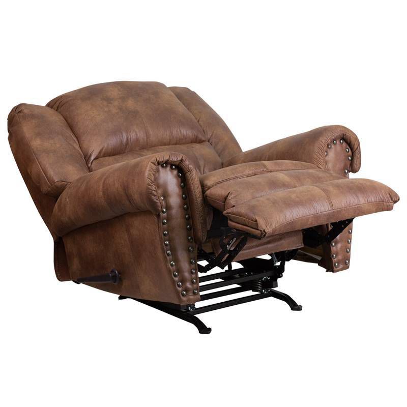 Contemporary Breathable Comfort Fabric Rocker Recliner Almond Brown - Riverstone Furniture Collection