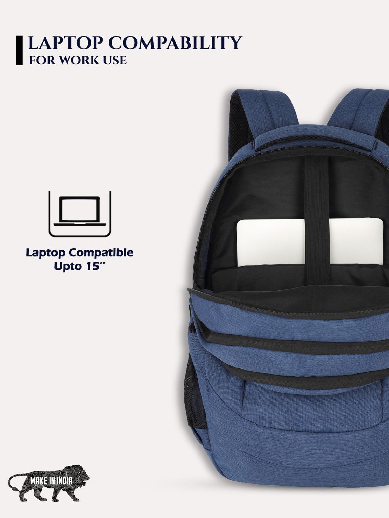 Lavie Sport Peak 34L Laptop Backpack For Men & Women |Boys & Girls (Navy)