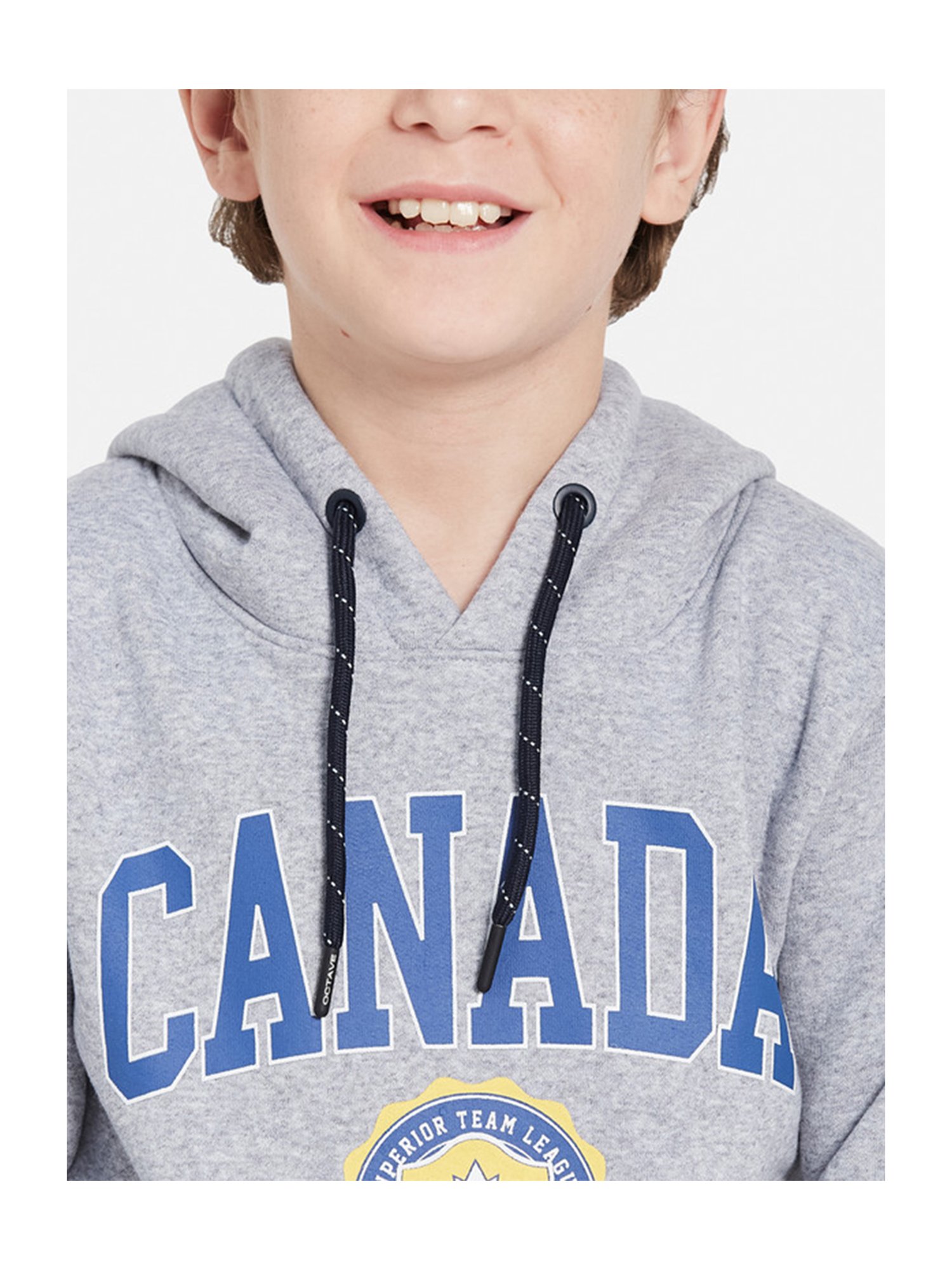 Octave Kids Grey Melange Graphic Print Full Sleeves Sweatshirt