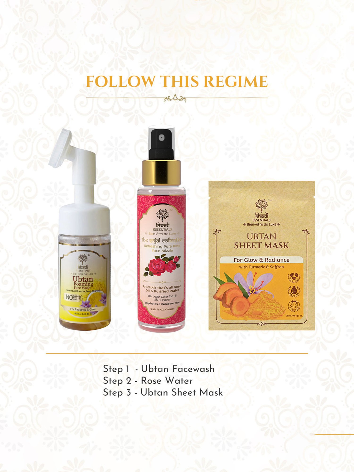 Khadi Essentials Ubtan Sheet Mask - Pack of 3