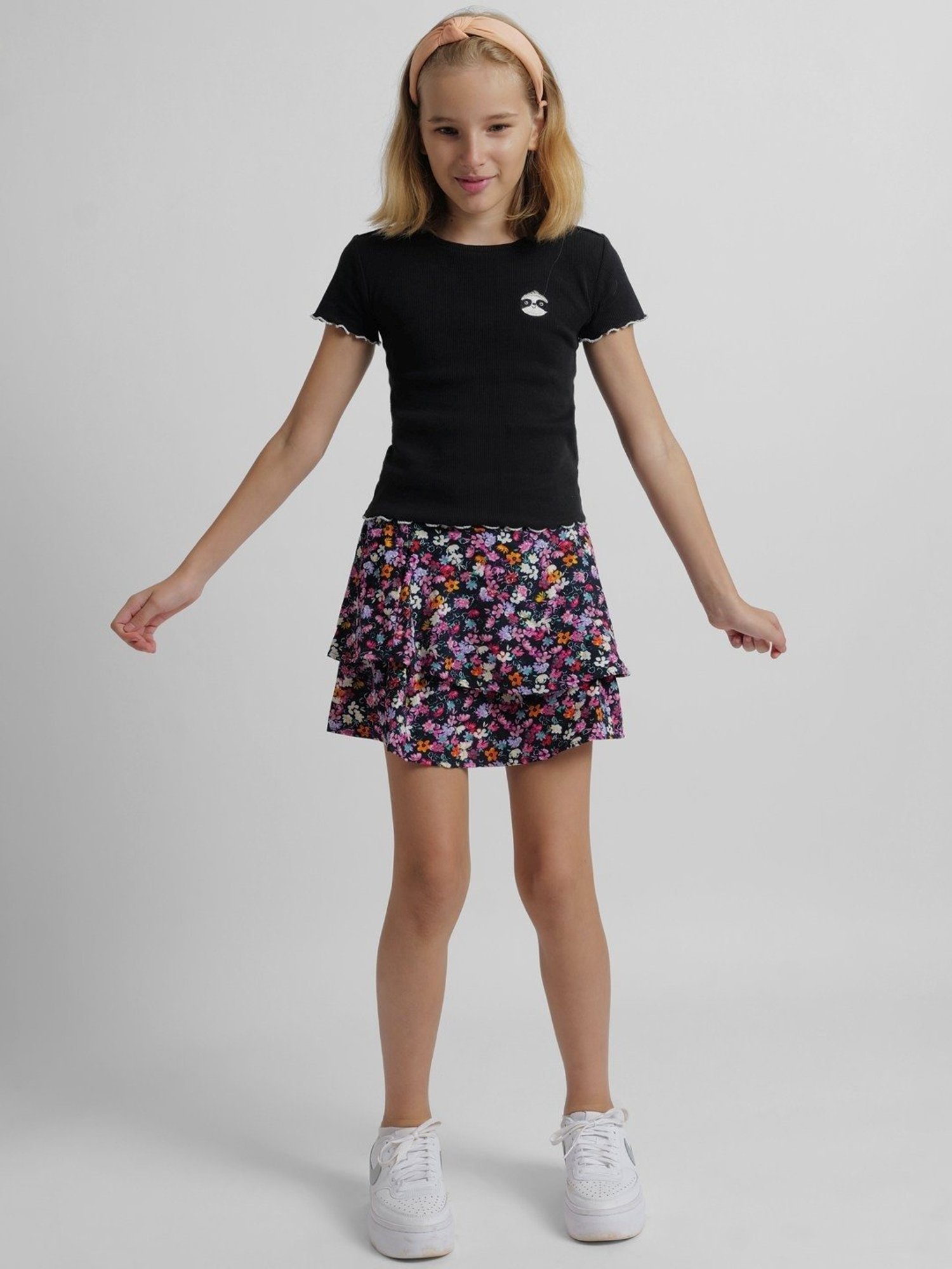KIDS ONLY Black & Pink Floral Print Skirt