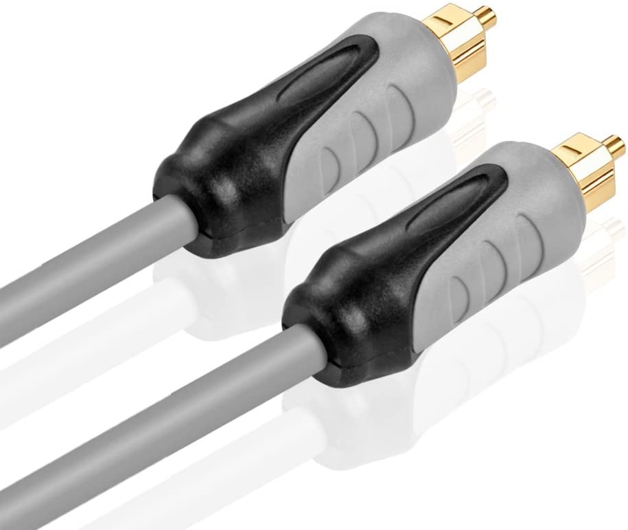TNP Gold Plated Toslink Digital Optical Audio Cable (15 Feet) Home Theater Fiber Optic Toslink Male to Male Gold Plated Optical Cables