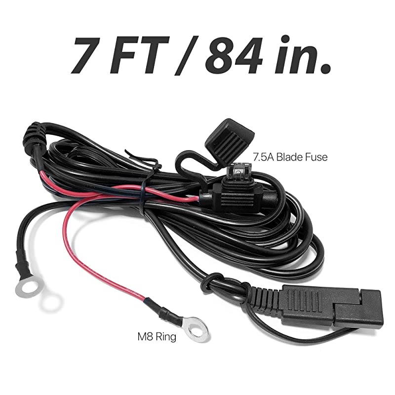 Extra Long 84" / 7FT SAE Quick Disconnect to 2-Pin Ring Terminal Battery Power Cord Tender Cable Wire Extension Kit for Motorcycle ATV UTV