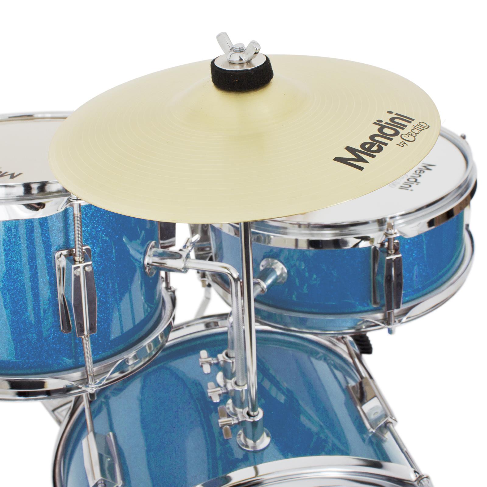Mendini 13-inch 3-pc Kids Toy Junior Drum Set with Throne Cymbal Pedal Drumsticks, MJDS-1-BL Metallic Blue