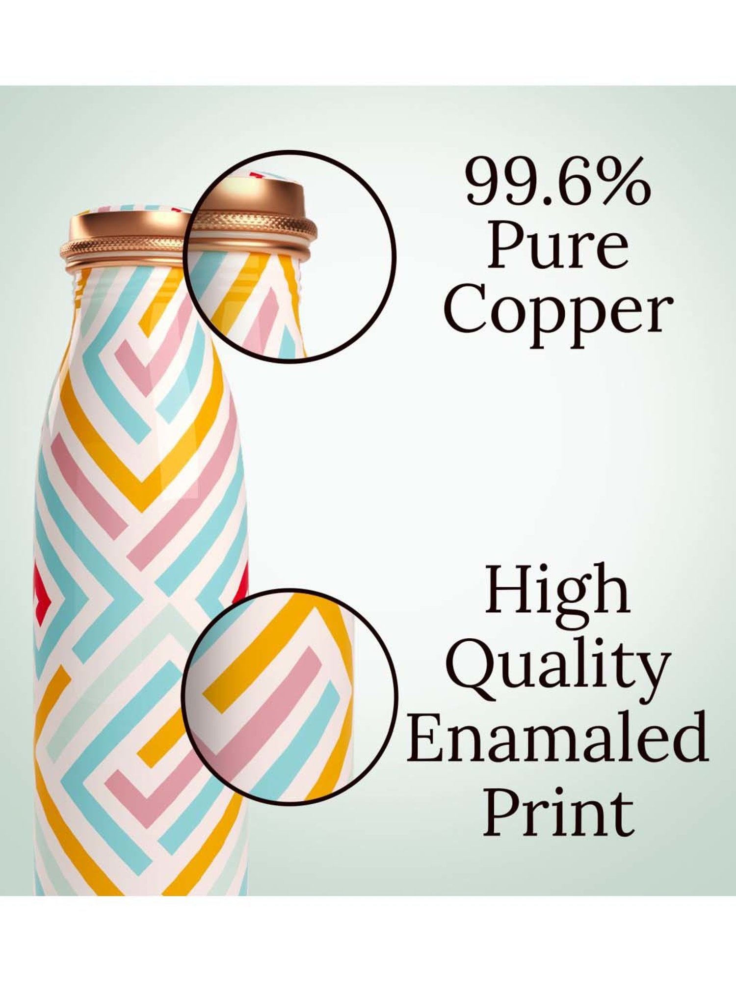 Everything Beautiful White & Yellow Copper Water Bottle - Seamless (0.95 L)
