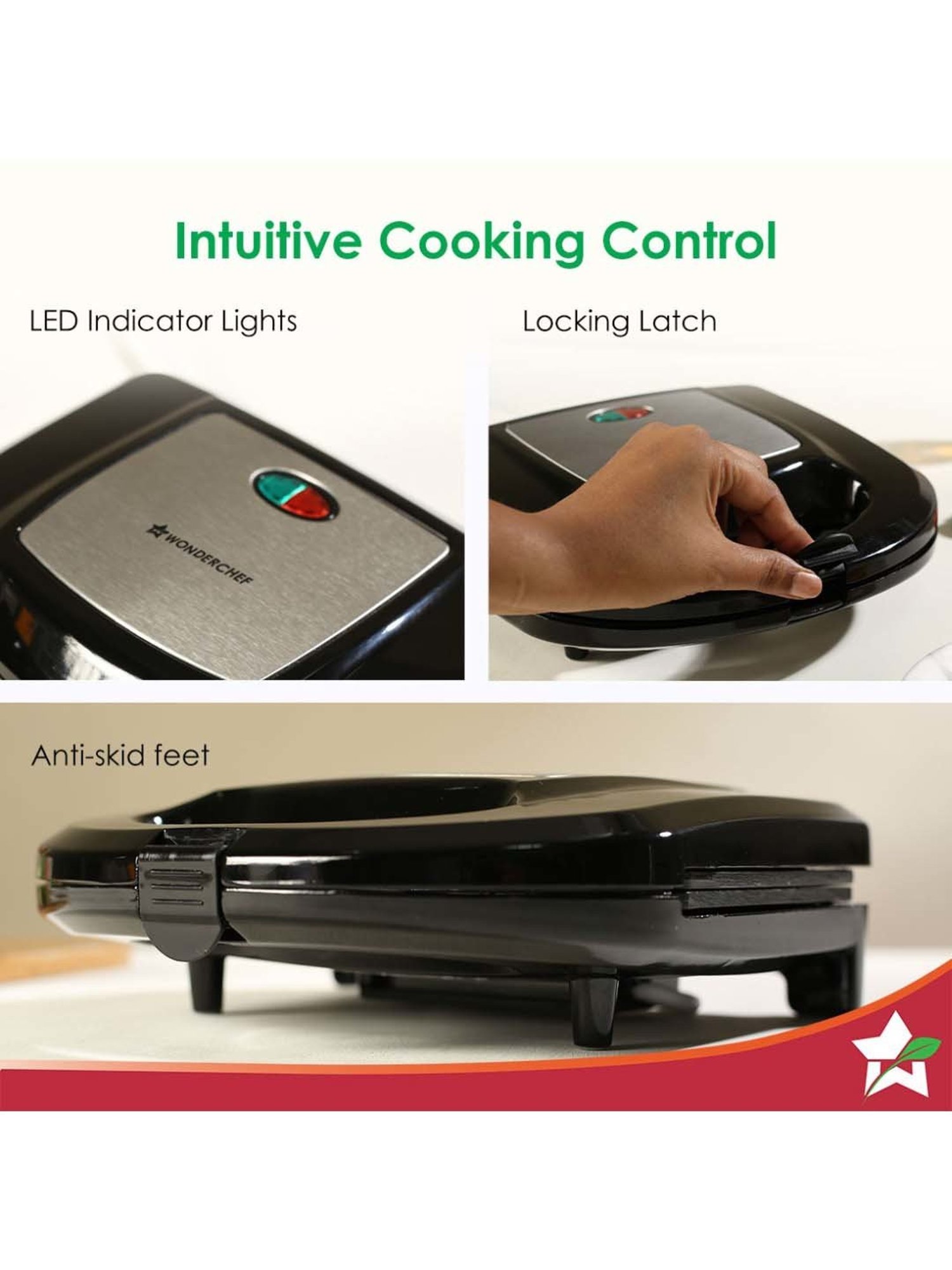 Borosil Sandwich Maker 2000W with Non stick coating (Black)