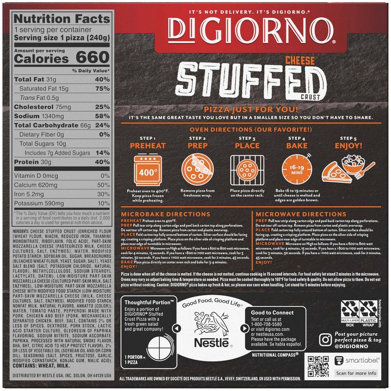 DiGiorno Cheese Stuffed Crust Three Meat Frozen Pizza - 9.2oz