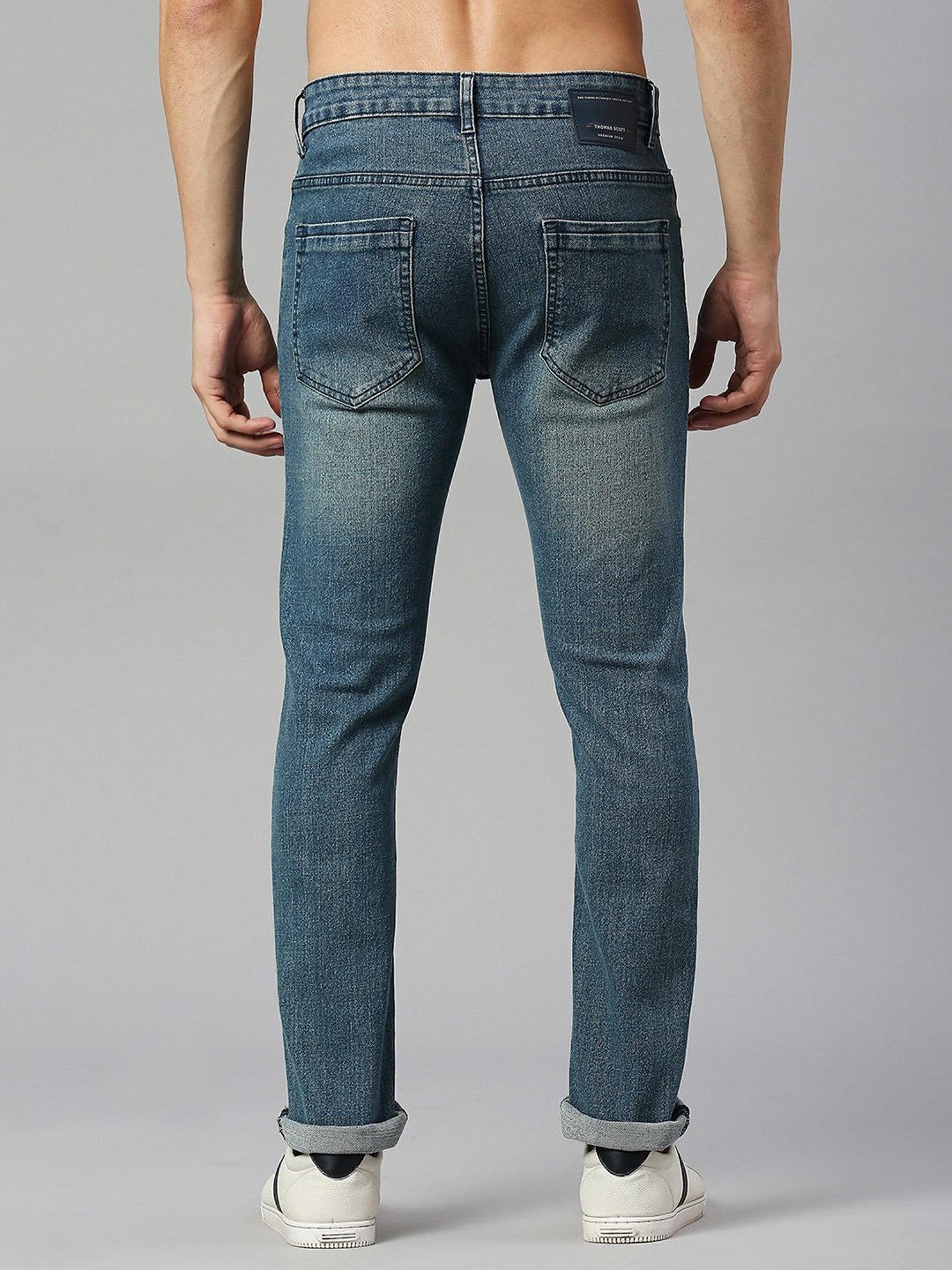 Thomas Scott Blue Slim Fit Heavily Washed Jeans