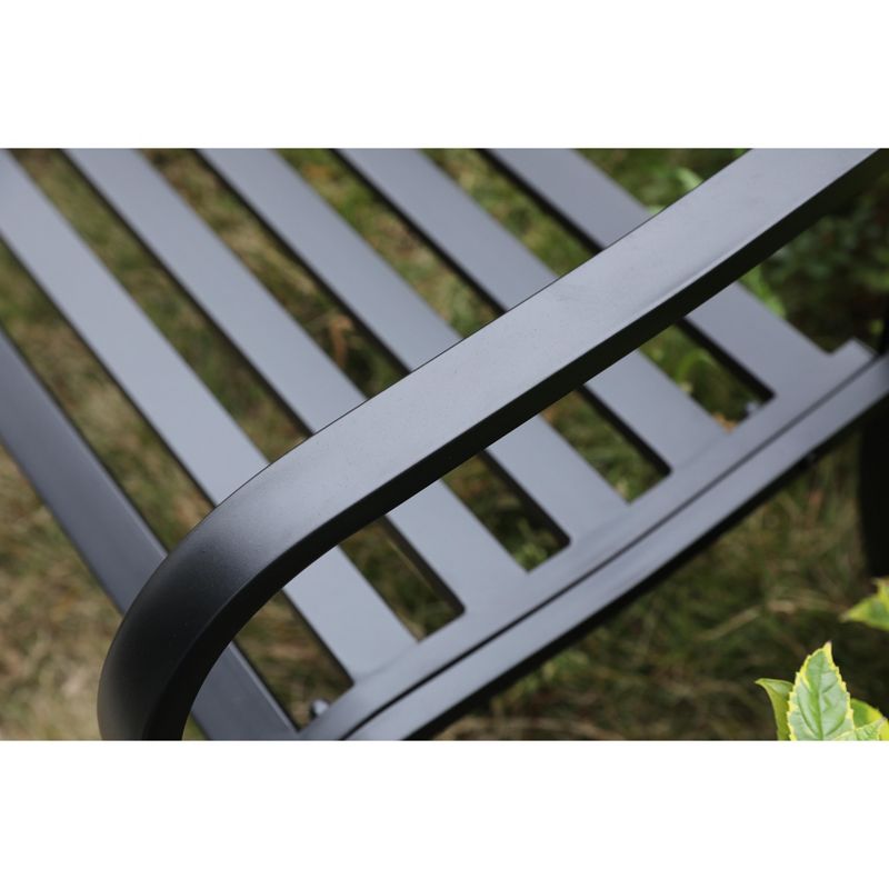 Gardenised Black Patio Garden Park Yard 50" Outdoor Steel Bench Powder Coated with Cast Iron Back