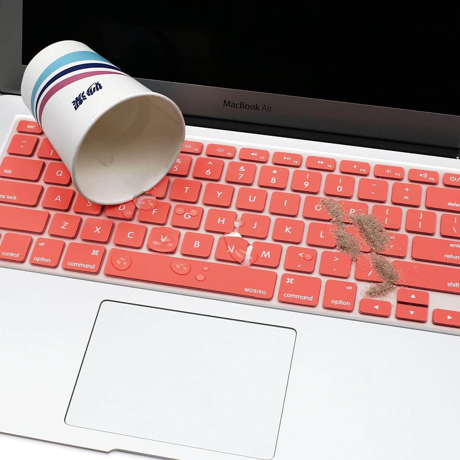 MOSISO Silicone Keyboard Cover Compatible with MacBook Pro 13/15 Inch (with/Without Retina Display, 2015 or Older Version),Older MacBook Air 13 Inch (A1466 / A1369, Release 2010-2017), Living Coral