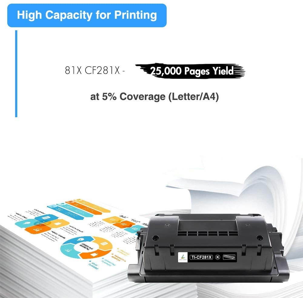 TRUE IMAGE Compatible Toner Cartridge Replacement for CF281X 81X 81A CF281A Laserjet Enterprise MFP M605 M604 Toner M605N M605DN M605X M604N M604DN M630 M630dn M606 M630h M630z M630f (Black, 2-Pack)