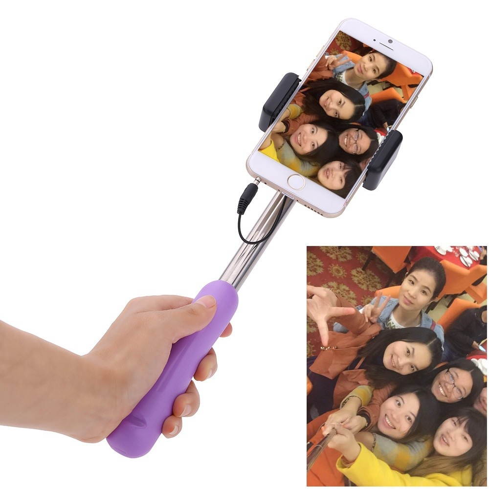 Wired Cable Remote Shooting Control Shutter Telescoping Extending Pole Selfie Monopod Stick Holder 180&deg;