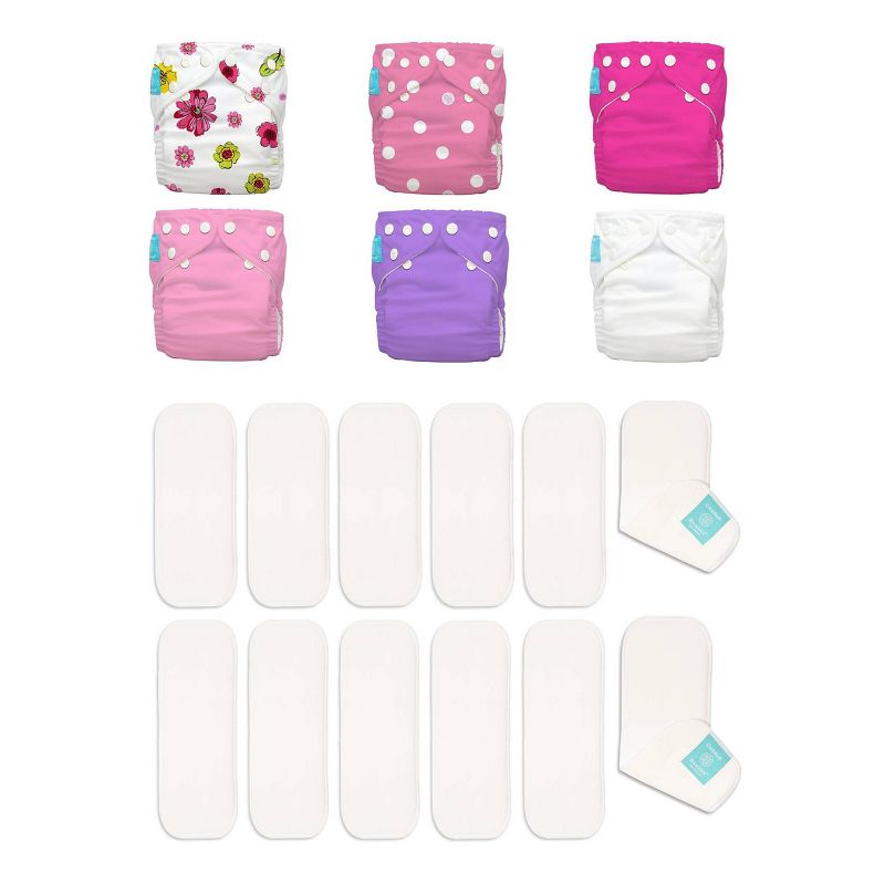 Charlie Banana Reusable All-in-One Girly Diaper - 6pk