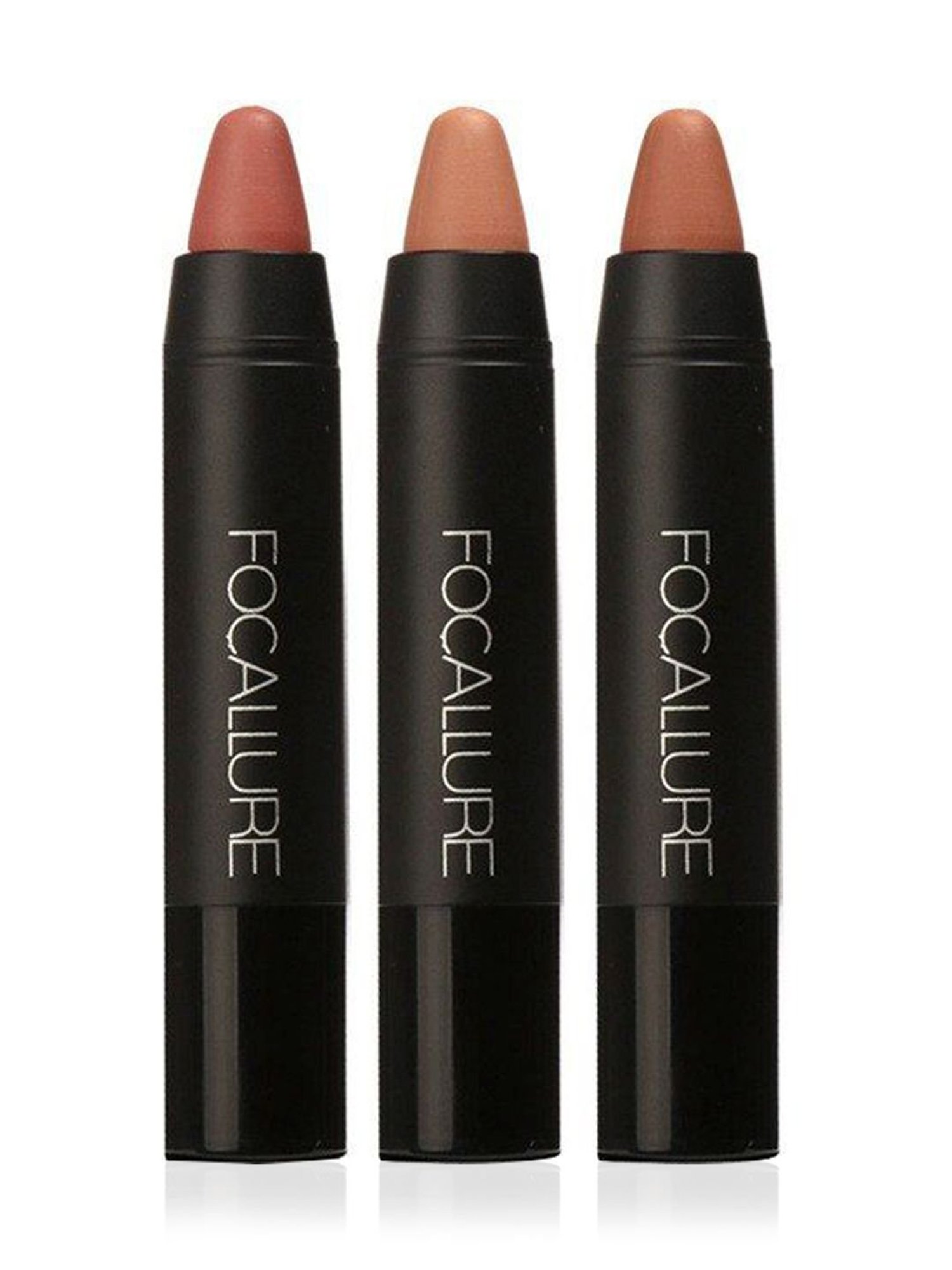 FOCALLURE 3 Pcs Matte Lips Crayon Lipstick Kit 2 Nude - 18 gm