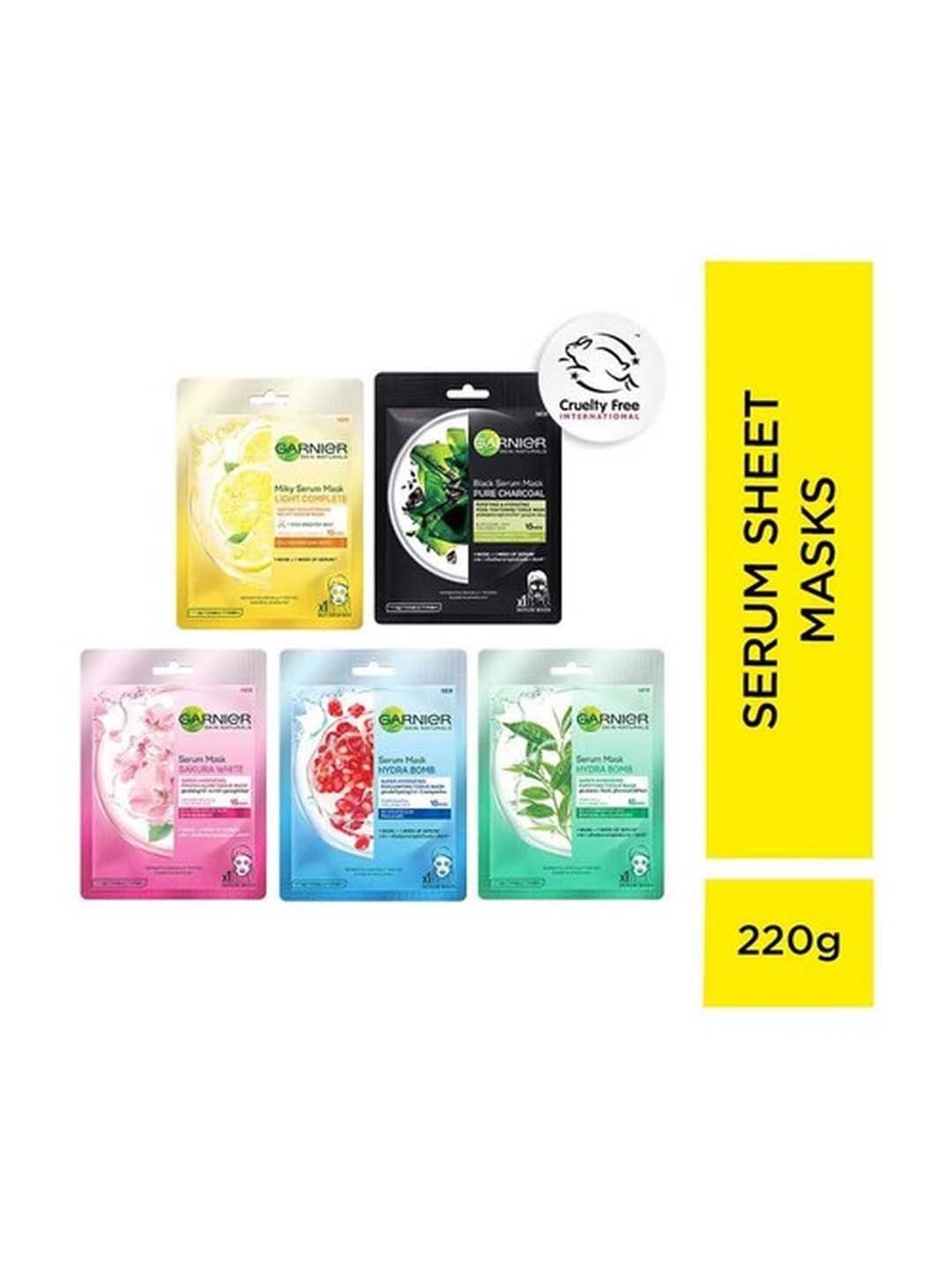 Garnier Skin Naturals Face Serum Sheet Mask (Pack of 5) - 140 gm
