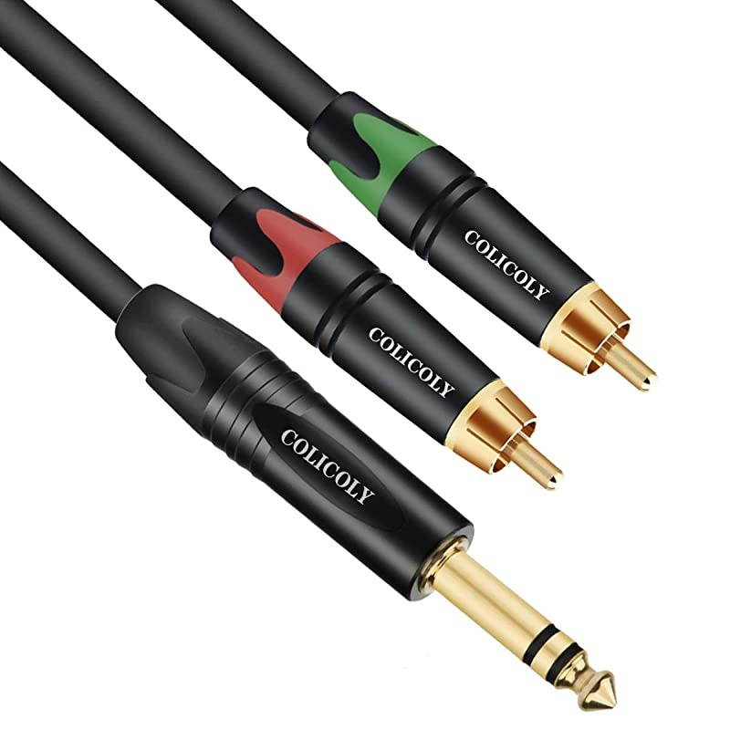 14 Stereo to RCA Cable Quarter inch TRS to 2 RCA YSplitter Stereo Audio Cable Insert Cord 66ft