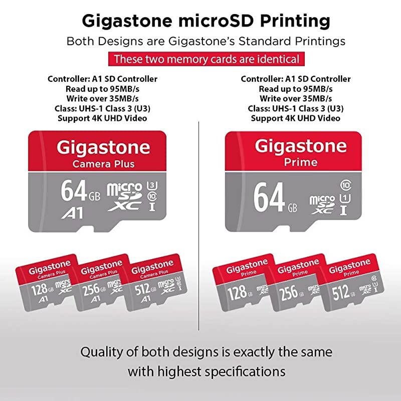 64GB 5Pack Micro SD Card Camera Plus Nintendo Switch Compatible High Speed 95MBs 4K Video Recording Micro SDXC UHSI A1 Class 10