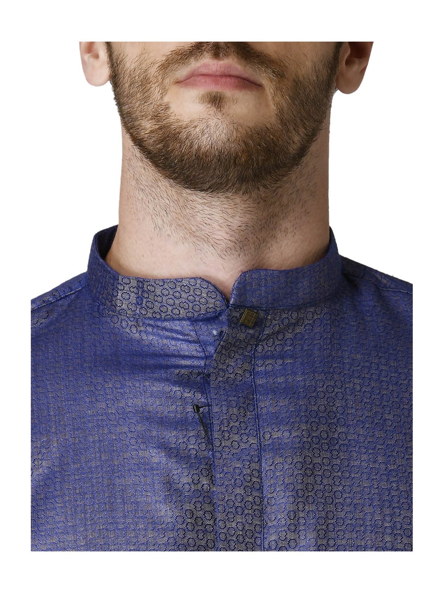 Tabard Royal Blue & White Printed Kurta & Churidar Set